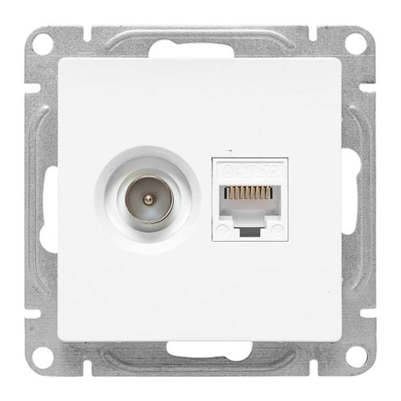 Механизм розетки TV+RJ45 (cat5), белый Эпика EKF | UP1-SOW-TV+RJ | EKF — миниатюра 5