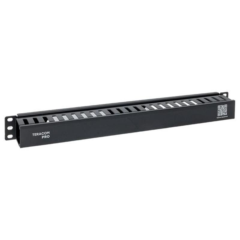 Кабельный органайзер TERACOM PRO с крышкой 19" 1U пластиковый черный | TRP-1CORF-PL-BK | EKF — миниатюра 1
