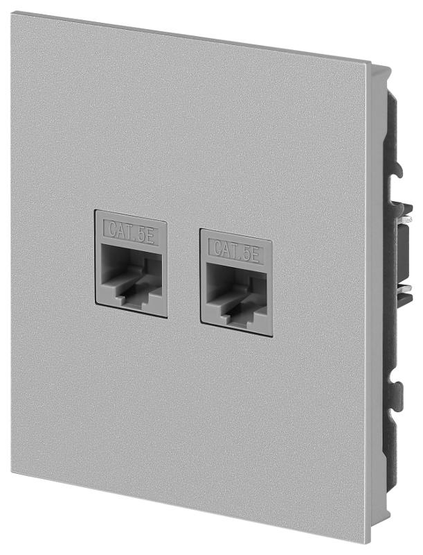 Розетка Arktik 16-3108-03 информационная двойная 2XRJ45 алюминий | Б0070486 | ЭРА — миниатюра 3