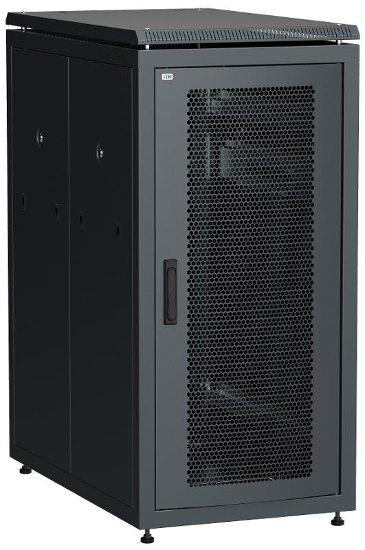 Шкаф сетевой 19" LINEA N 28U 600х1000 мм перфорированная передняя дверь черный | LN05-28U61-P | ITK — ITK