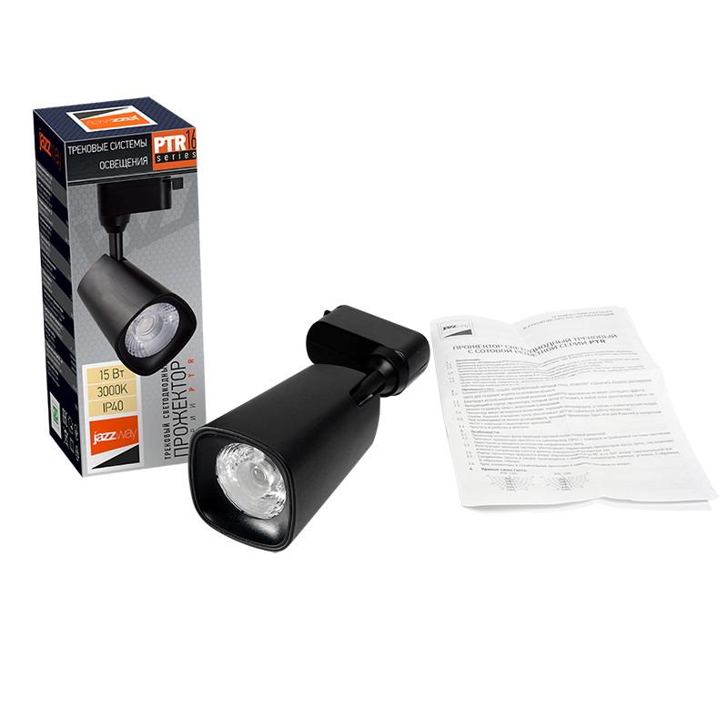 Светильник светодиодный трековый однофазный PTR 1615 15w 3000K 24° BL (чёрный) IP40 | .5035478 | JAZZWAY — миниатюра 2