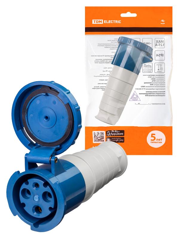 Розетка 233 переносная 2Р+РЕ 63А 220В IP54  | SQ0603-0016 | TDM — TDM ELECTRIC