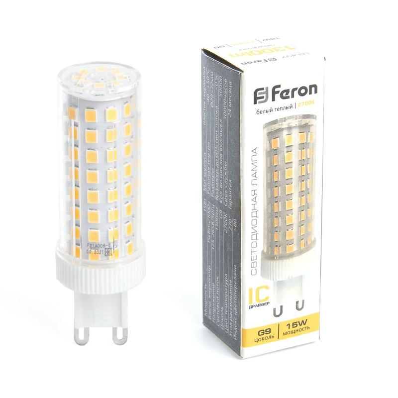 Лампа светодиодная, (15W) 230V G9 2700K JCD, LB-437 | 38212 | FERON — миниатюра 1
