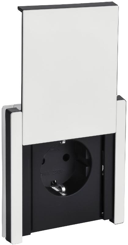 FORTE&PIANO Розетка с заземлением со шторками с крышкой в/к 16А IP44 FP221M белый | FP-R16-16-44-M-K01 | IEK — миниатюра 1