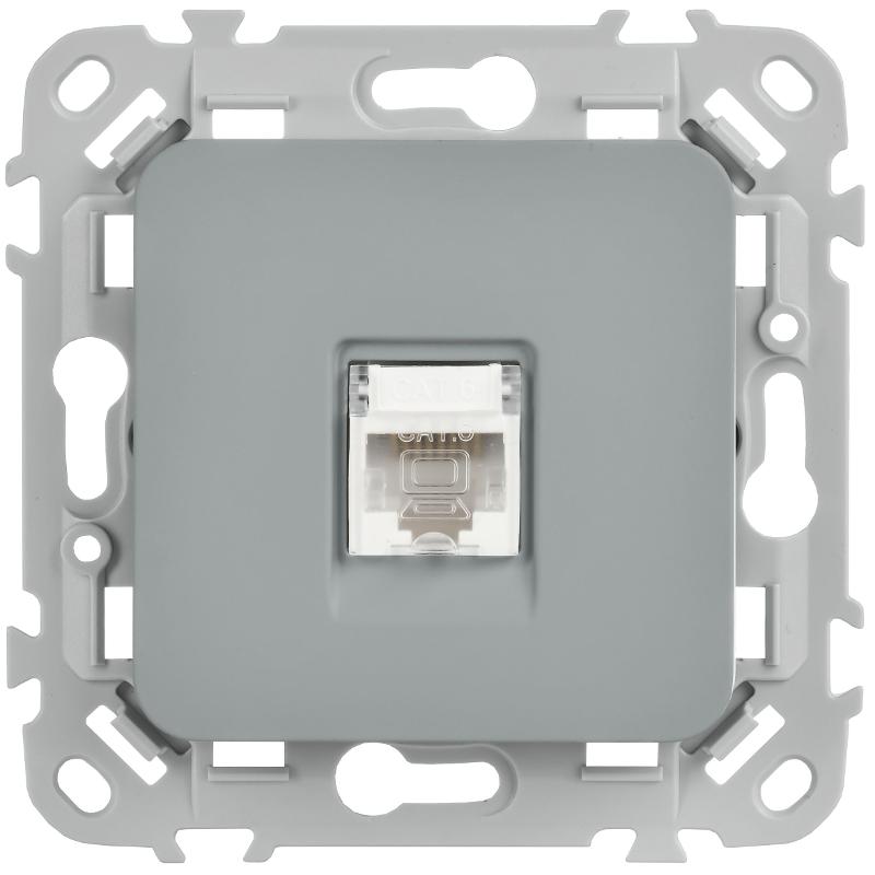 FLITE Розетка компьютерная RJ45 кат.6 UTP РК6-1-0-ФлС серый | FI-K12-2-K03 | IEK — миниатюра 2