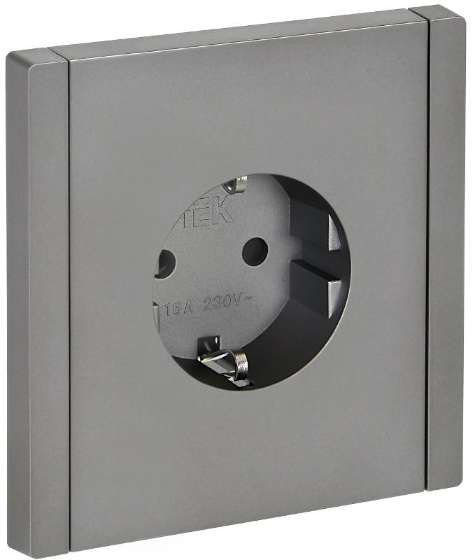 FORTE&PIANO Розетка с заземлением со шторками в/к 16А FP515 сталь | FP-R14-16-K46 | IEK — IEK (ИЭК)