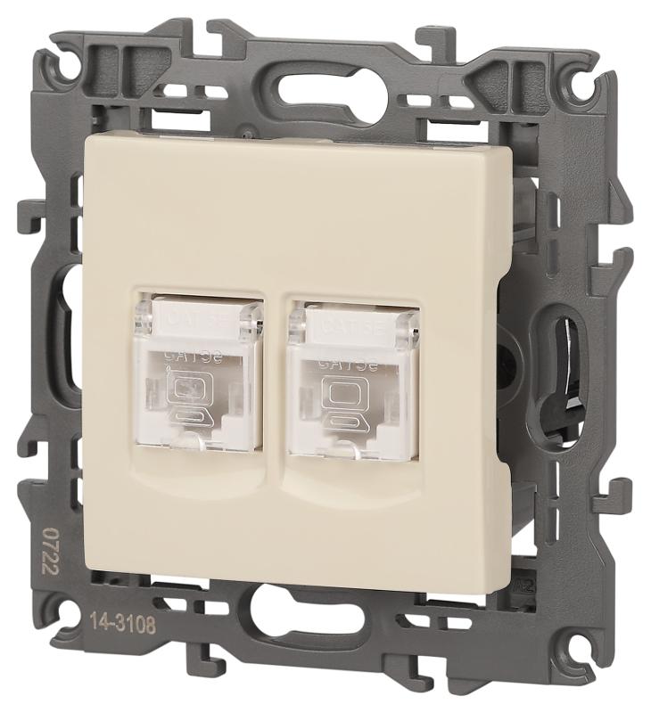 14-3108-02 Розетка 2хRJ45, IP20, сл.кость | Б0034309 | ЭРА — миниатюра 4