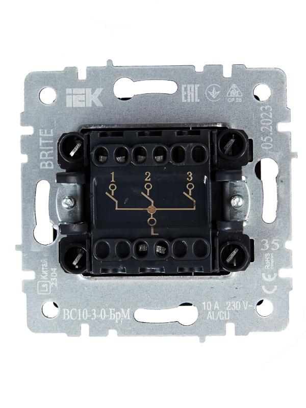 BRITE Выключатель 3-клавишный 10А ВС10-3-0-БрМ маренго | BR-V30-0-10-K35 | IEK — миниатюра 5