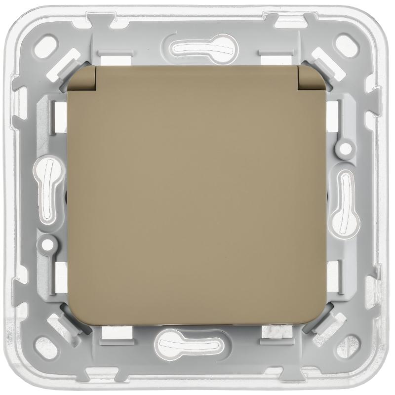 FLITE Розетка с заземлением со шторками с крышкой быстрозажимные клеммы 16А IP44 РСшкр11-1-44-ФлХ хаки | FI-R16-16-1-44-K59 | IEK — миниатюра 2