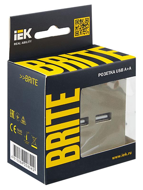 BRITE Розетка USB A+A 3,1А РЮ10-1-БрШ шампань | BR-U21-D31-K37 | IEK — миниатюра 7