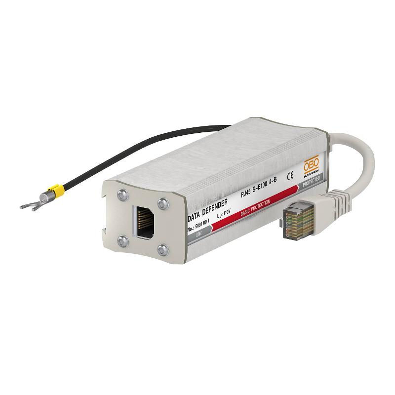 Устройство базовой защиты для 4-х проводных систем RJ45, 120В (RJ45 S-E100 4-B) | 5081001 | OBO Bettermann — OBO Bettermann