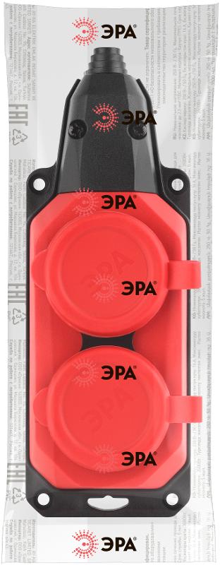 K-2e-RED-IP44 ЭРА Колодка каучуковая с/з 2гн 16A IP44 красная | Б0044551 | ЭРА — миниатюра 2