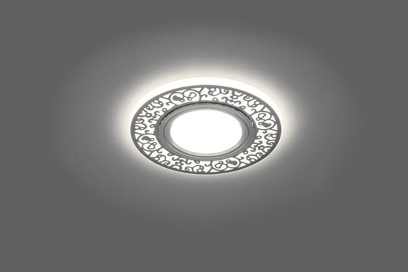 Светильник точечный встраиваемый под лампу, с LED подсветкой CD951 15LED*2835 SMD 4000K, MR16 50W G5.3, белый матовый, хром | 29713 | FERON — миниатюра 2