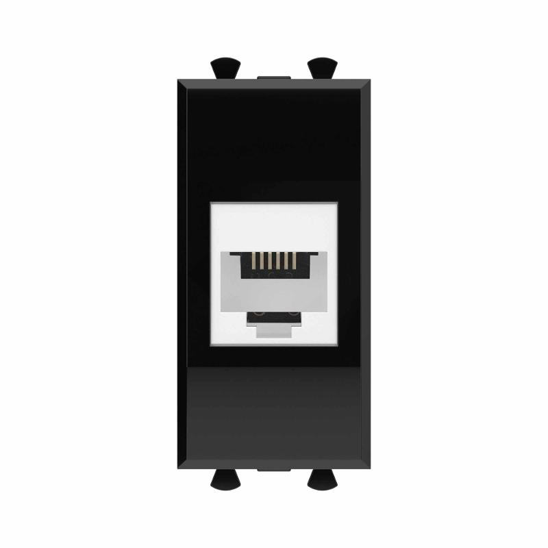 Телефонная розетка RJ-12 без шторки модульная, "Avanti", "Черный квадрат", 1 модуль | 4402611 | DKC — миниатюра 1