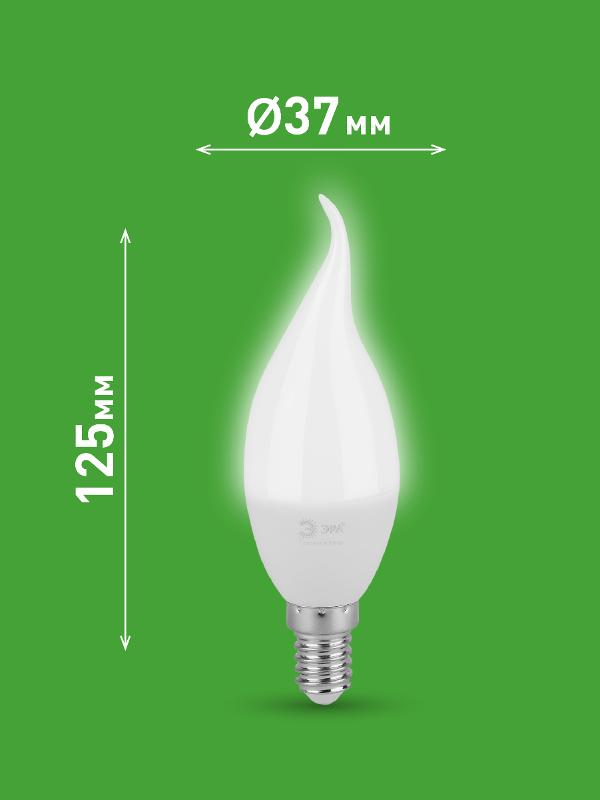 Лампа светодиодная  GREEN LINE LED BXS-6W-840-E14 GL E14 6 Вт свеча на ветру яркий белый свет | Б0067131 | ЭРА — миниатюра 2