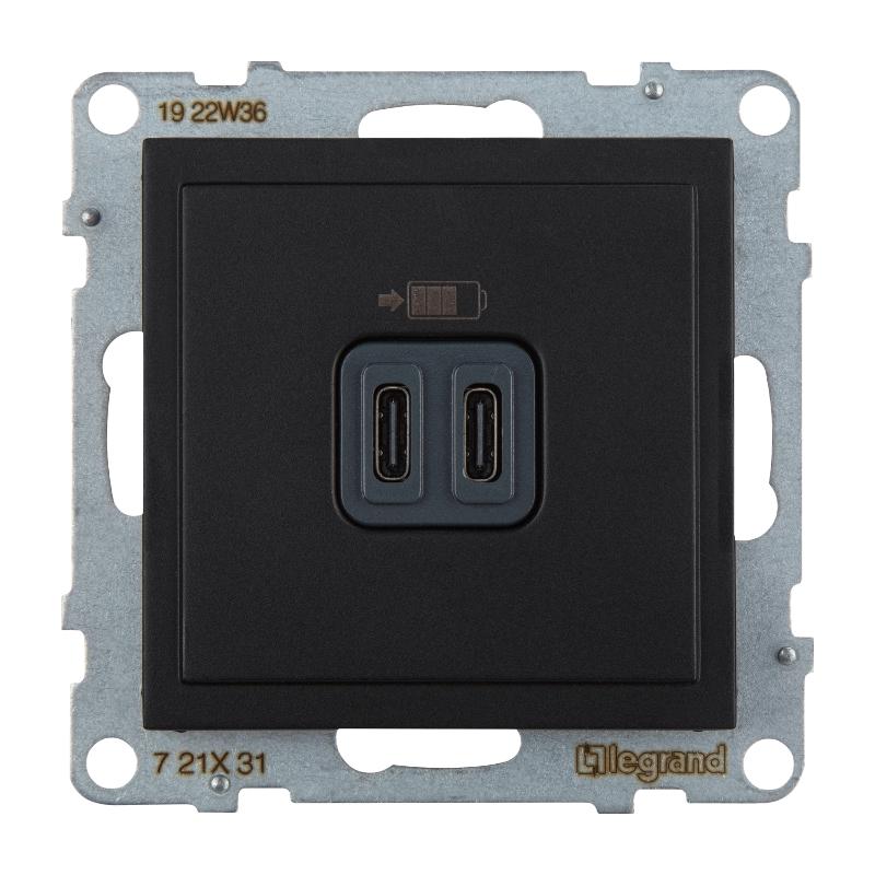 SUNO Зарядное устройство USB 2 выхода Тип С - Тип С Цвет "Антрацит" — миниатюра 2