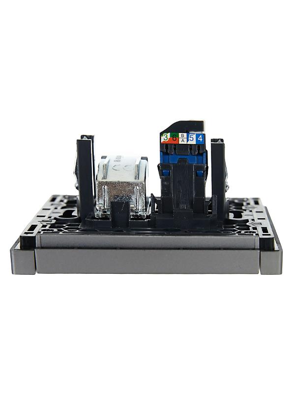 FORTE&PIANO Розетка двойная TV+RJ45 кат.6 FP537 сталь | FP-AK20-2-K46 | IEK — миниатюра 5