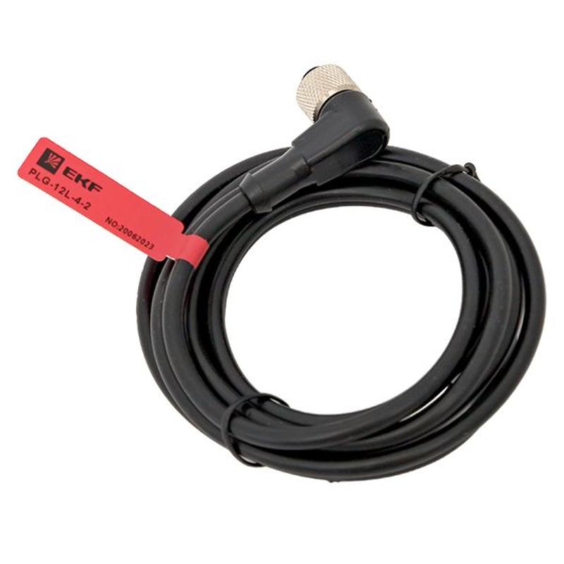 Кабель-разъем М12 4-PIN угловой PLG-12L-4-2|PLG-12L-4-2|EKF — миниатюра 1