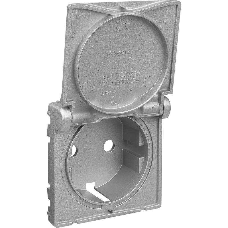 Valena LIFE Алюминий Накладка розетки с/з с крышкой — миниатюра 5