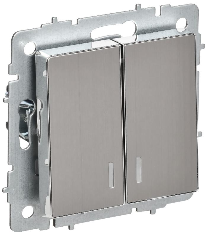 BRITE Выключ. 2-кл. с инд. 10А ВС10-2-1-БрГН мет х/н  | BR-V20-1-10-M-K23 | ИЭК — IEK (ИЭК)
