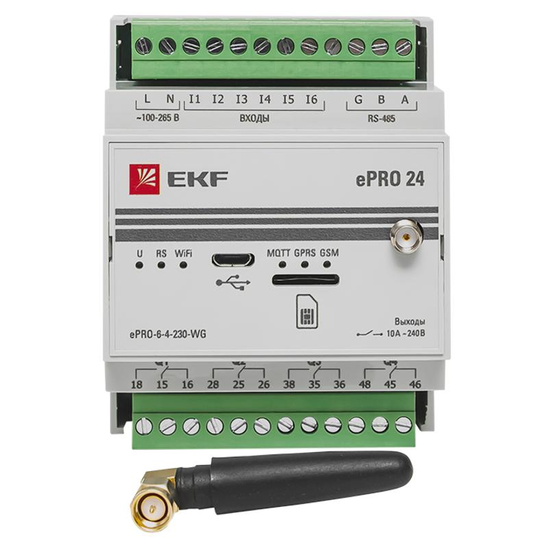 Контроллер базовый ePRO 24 удаленного управления 6вх\4вых 230В WiFi GSM с внешней антенной PROxima | ePRO-6-4-230-WG1 | EKF — миниатюра 7