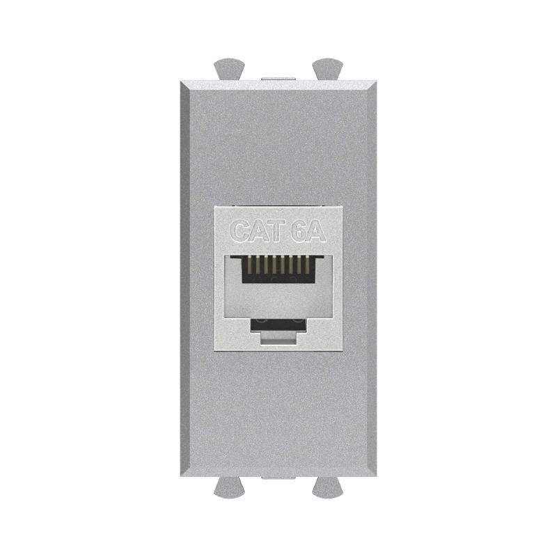 Компьютерная розетка RJ-45 без шторки модульная, кат.6А экранированная, Avanti, закаленная сталь, 1 модуль | 4404771 | DKC — миниатюра 1
