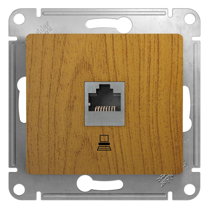 Glossa Дерево Дуб Розетка компьютерная RJ45 кат.5E | GSL000581K | SE — Systeme Electric