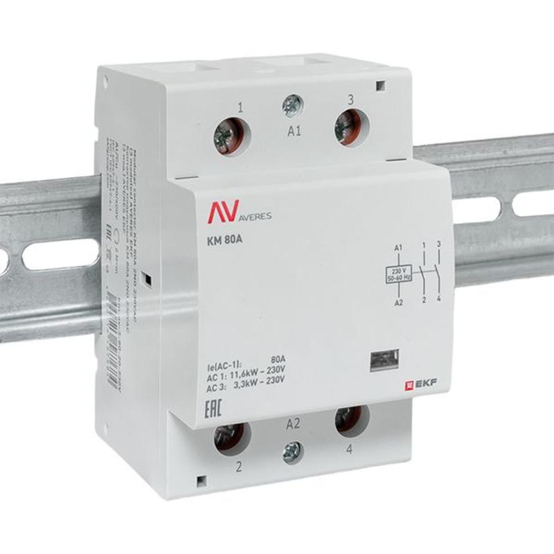 Контактор модульный КМ 80А 2NО 230VAC (3 мод.) AVERES | km-av-3-80-20-230V | EKF — миниатюра 2