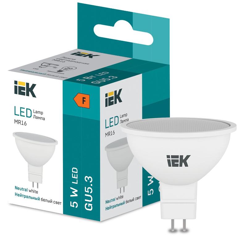 Лампа светодиодная MR16 410lm 4000K GU5 | LL-I-MR16-5-230-40-GU5 | IEK — IEK (ИЭК)
