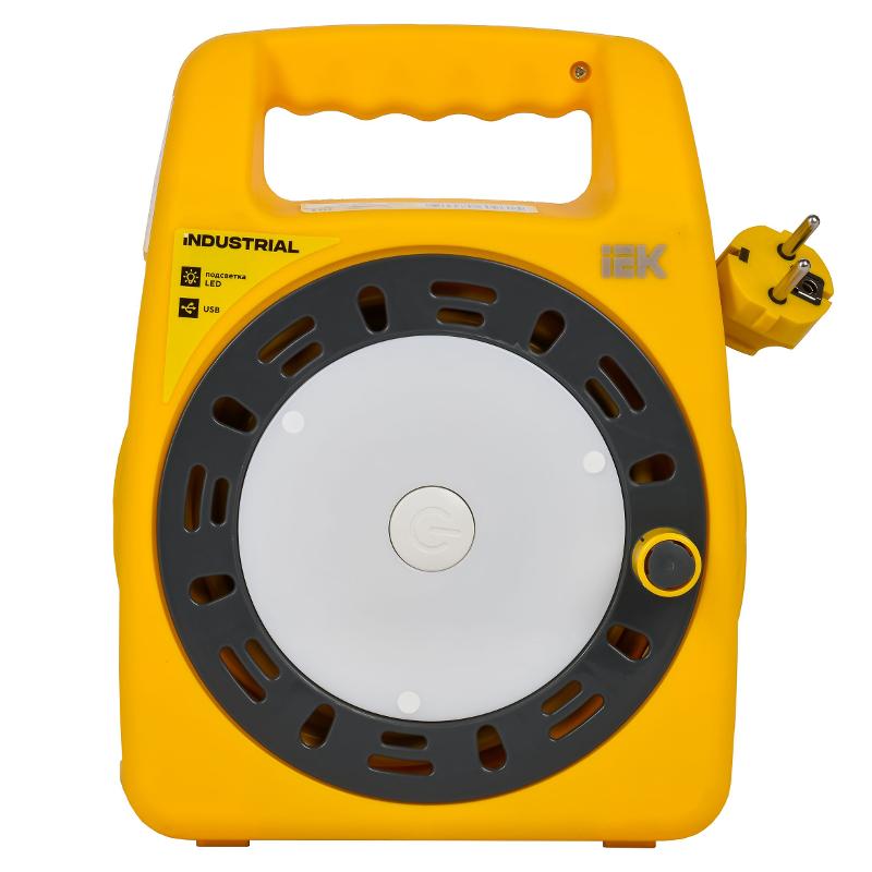 INDUSTRIAL Катушка УК15 2P+PE 3×1,5мм2 USBх2 LED 15м | IN-KP24-16-03-15-UL | IEK — миниатюра 5