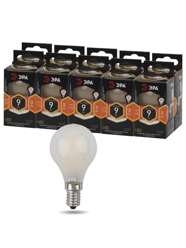 Лампа светодиодная F-LED F-LED P45-9w-827-E14 frost (филамент, шар мат, 9Вт, тепл, E14) | Б0047021 | ЭРА — миниатюра 5