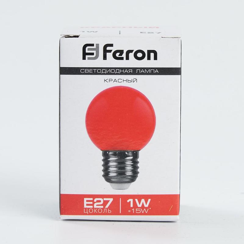 Лампа светодиодная для белт лайта LB-37 (1W) 230V E27 красный G45 | 25116 | FERON — миниатюра 4