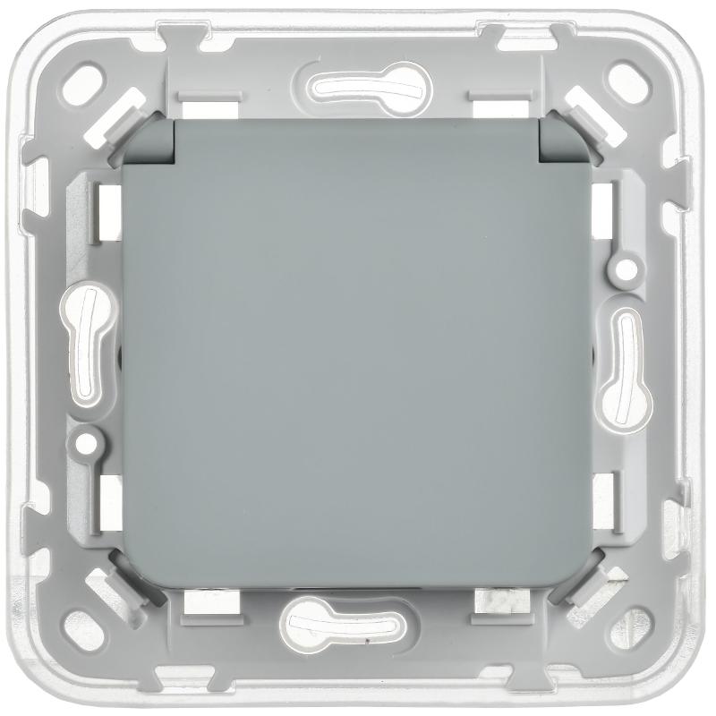 FLITE Розетка с заземлением со шторками с крышкой быстрозажимные клеммы 16А IP44 РСшкр11-1-44-ФлС серый | FI-R16-16-1-44-K03 | IEK — миниатюра 2