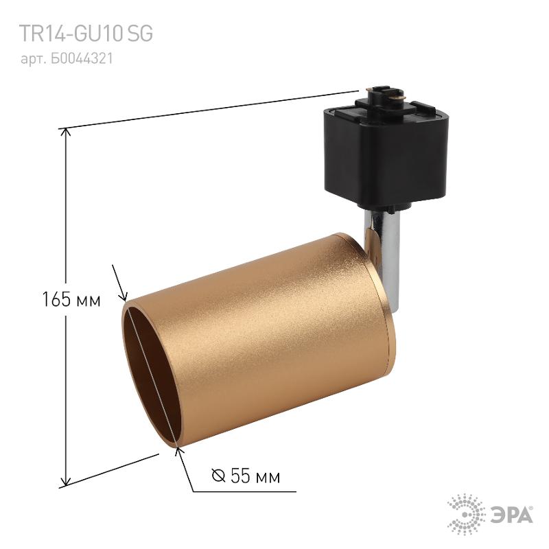 Светильник трековый под лампу TR14-GU10 SG GU10, 55*165 мм, сатин золото | Б0044321 | ЭРА — миниатюра 4