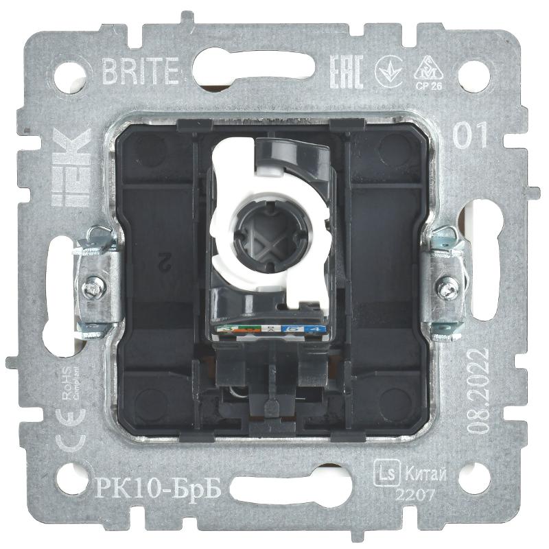 BRITE Розетка компьютерная RJ45 кат.5E РК10-БрБ белый без шторок | BR-K10-1-K01 | IEK — миниатюра 4