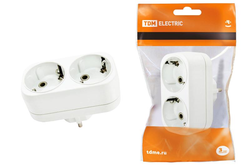 Блок на 2 гнезда 2П+З плоский 16А 250B  | SQ1806-0026 | TDM — TDM ELECTRIC