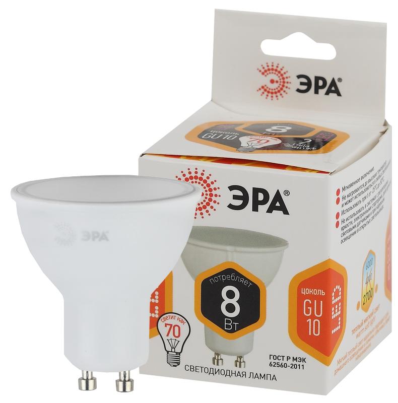 Лампа светодиодная LED MR16-8W-827-GU10 (диод, софит, 8Вт, тепл, GU10) | Б0036728 | ЭРА — миниатюра 1