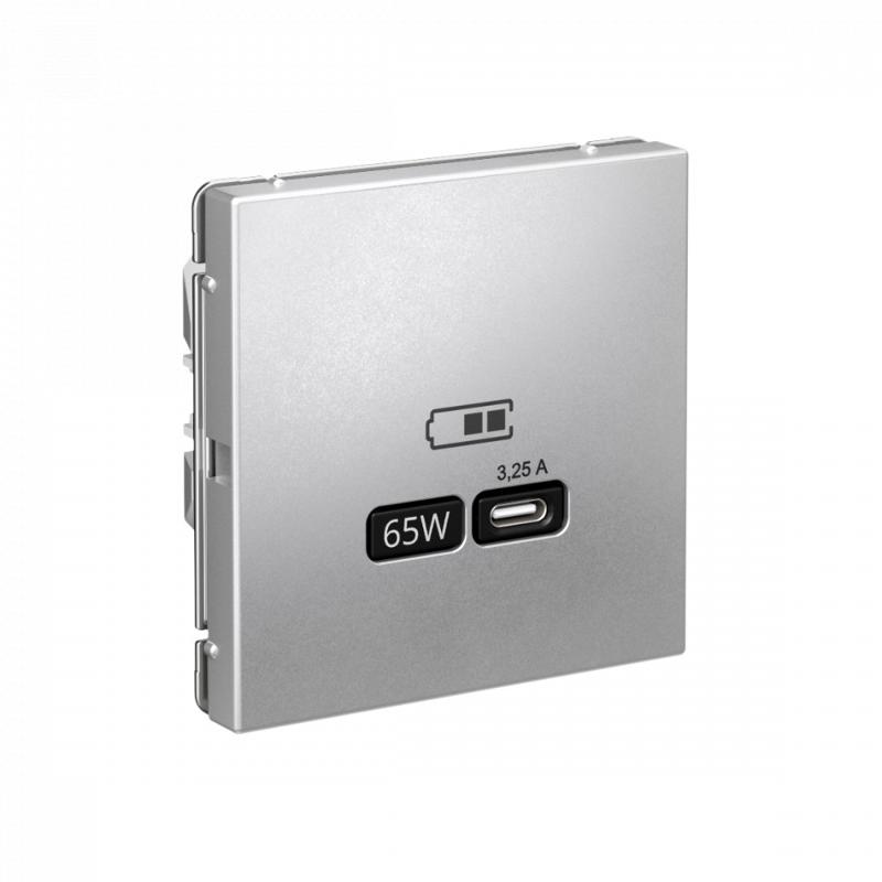ArtGallery Алюминий Розетка USB тип-С 65Вт высокоскор.заряд. QC, PD, механизм | GAL000327 | SE — миниатюра 2
