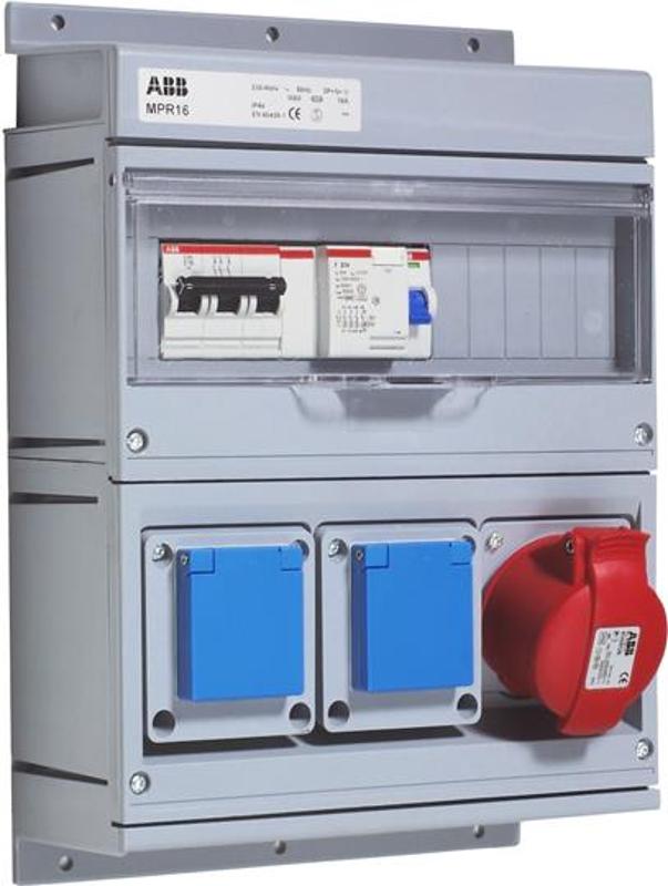 Бокс MPR16 с розетками в сборе, IP44, пластик | 2CMA168997R1000 | ABB — ABB