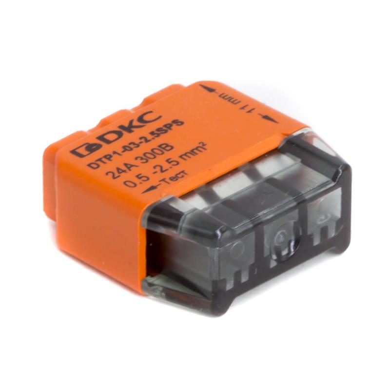 Клеммная колодка на 3 проводника до 2,5 кв. мм. на токи до 24А | DTP1-03-2.5SPS | DKC — DKC (ДКС)
