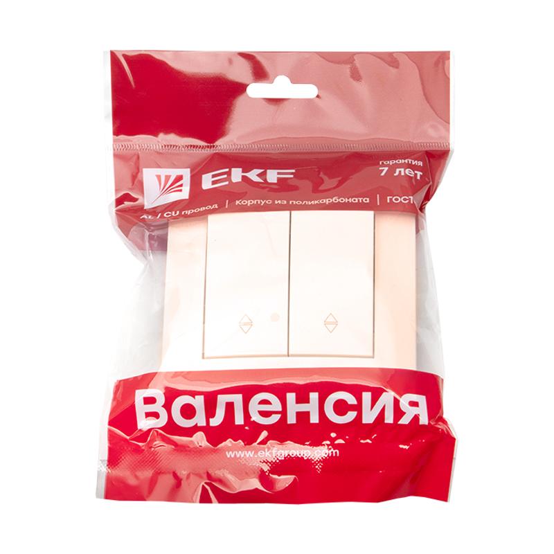 Валенсия выключатель 2-кл. 10А кремовый проходной EKF PROxima |  EWV10-027-20 |  EKF — миниатюра 2