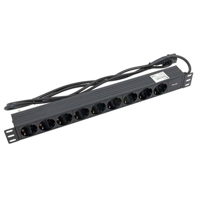 Блок розеток PDU TERACOM PRO 19" 1U 10А/250В 9 розеток Schuko 2 м 3x1,5 мм2 вилка C14 | TRP-HPD-PL-10A-9SH-2MC14 | EKF — миниатюра 15