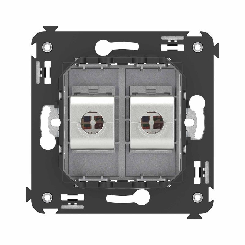 Компьютерная розетка RJ-45 без шторки в стену, кат.6А двойная экранированная, "Avanti", "Закаленная сталь" | 4404774 | DKC — миниатюра 4