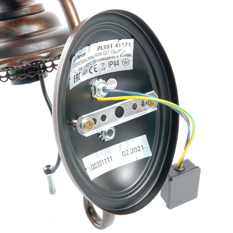 Светильник садово-парковый PL591 на стену вниз 60W 230V E27, коричневый | 41171 | Feron — миниатюра 3