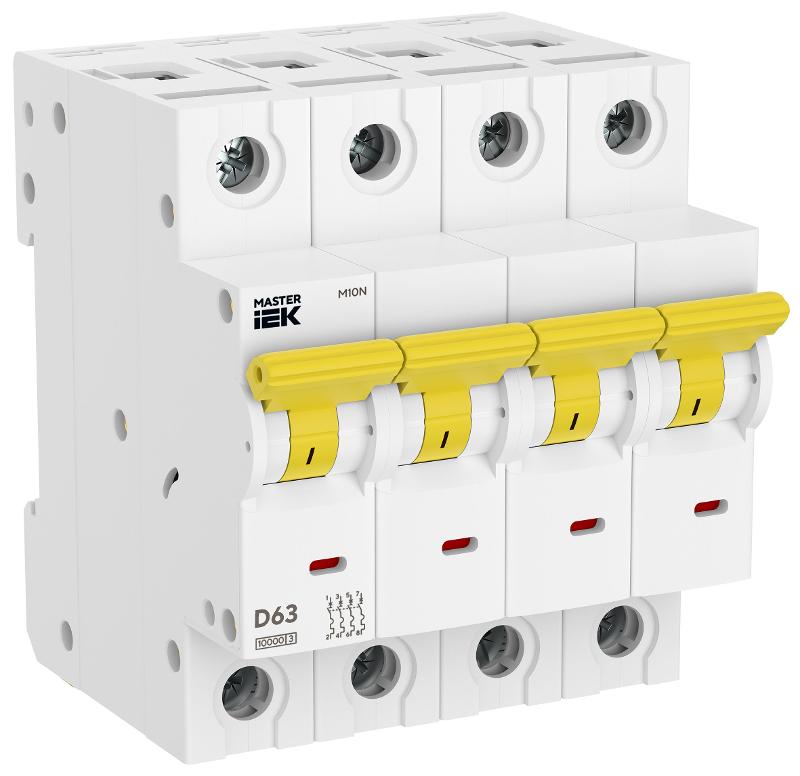 Выключатель автоматический M10N 3P D 63А MASTER | MI-M10N-3-D063 | IEK — IEK (ИЭК)