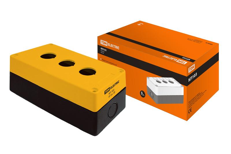 Корпус КП103 для кнопок 3места желтый  | SQ0705-0008 | TDM — TDM ELECTRIC