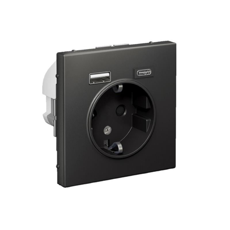 ArtGallery Базальт Розетка 16А с 2 USB A+C, 5В/2,4А/3,0А, 2х5В/1,5А, механизм | GAL001432 | SE — миниатюра 2