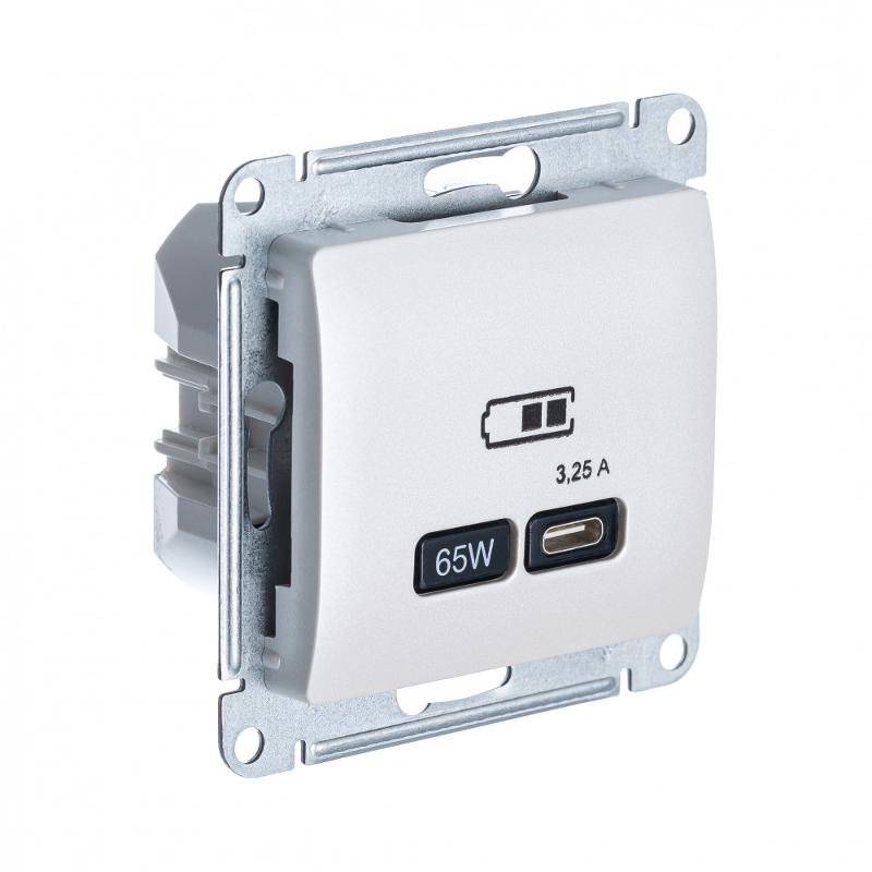 Glossa Перламутр USB Розетка тип-C 65W высокоскор.заряд. QC PD | GSL000627 | SE — Systeme Electric