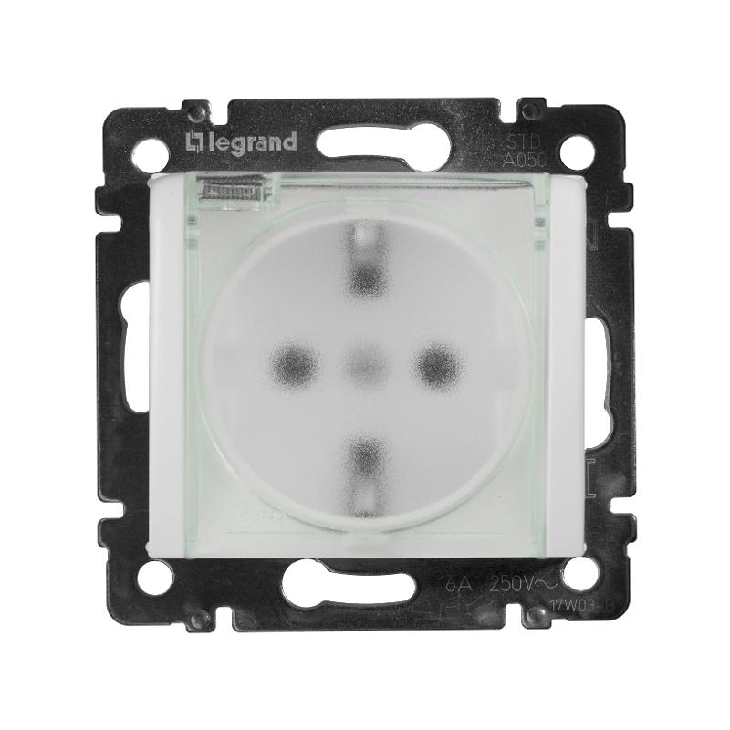 Valena Белый Розетка 1-ая с/з с крышкой и защитными шторками IP44 (к простой рамке) — миниатюра 7