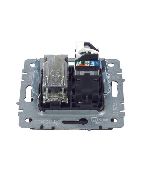 BRITE Розетка двойная TV+RJ45 кат.5E РТВ/РК12-БрГ графит  | BR-AK20-1-K53 | IEK — миниатюра 13
